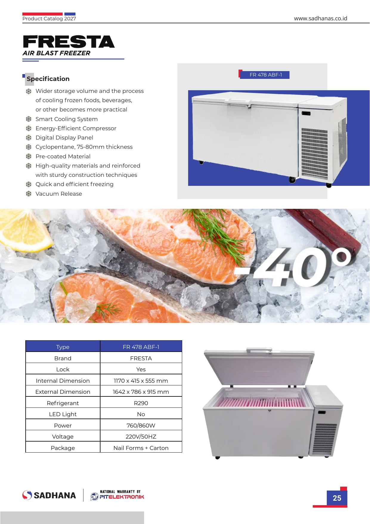 Specsheet Resmi Air Blast Freezer FR 478 ABF-1 (-40°C)