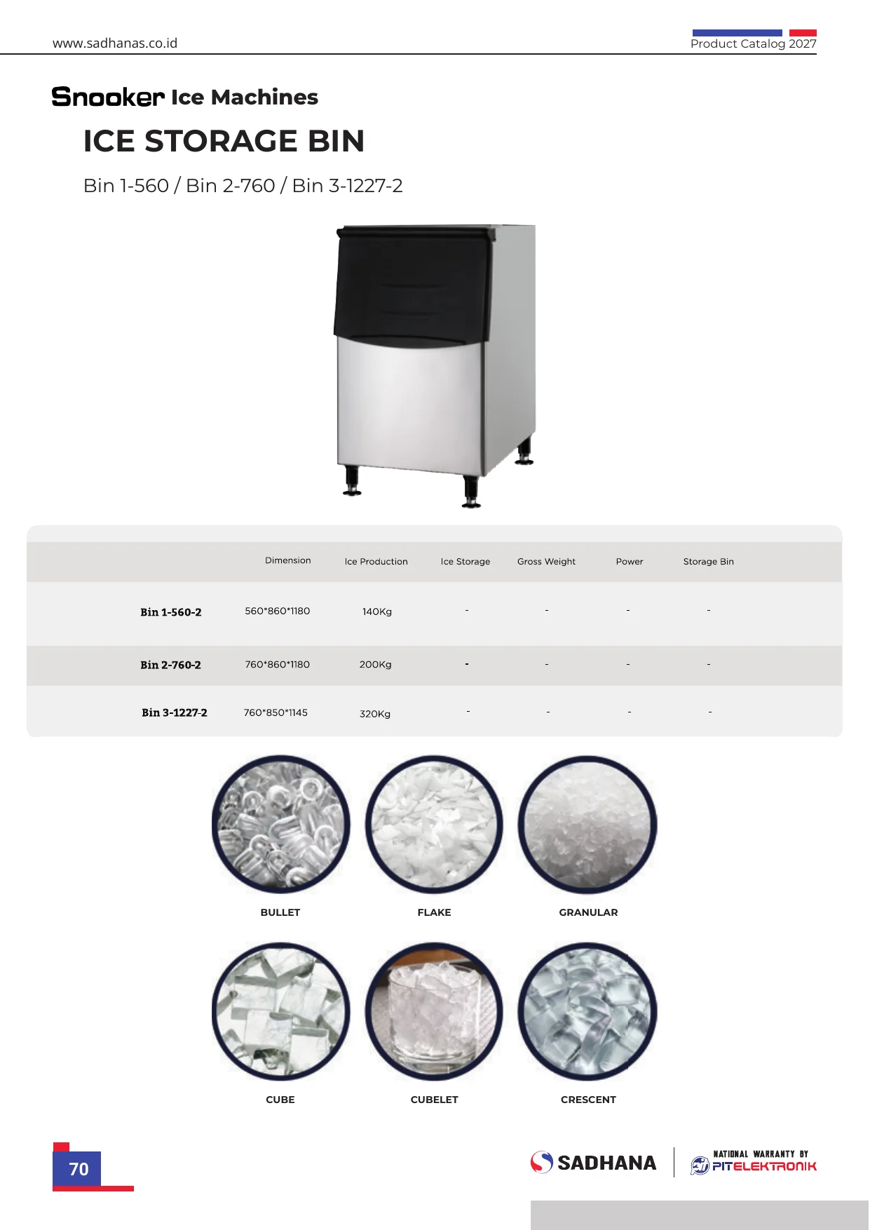 Specsheet Resmi Ice Storage Bin (Bin 1-560 / Bin 2-760 / Bin 3-1227-2)
