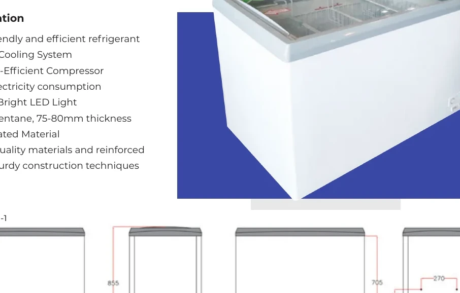 Sliding Flat Glass Freezer FR 228 FG-1